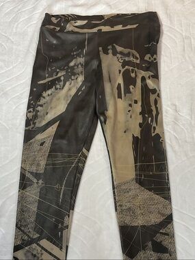 Women's Abstract Print Leggings - Brown/Black